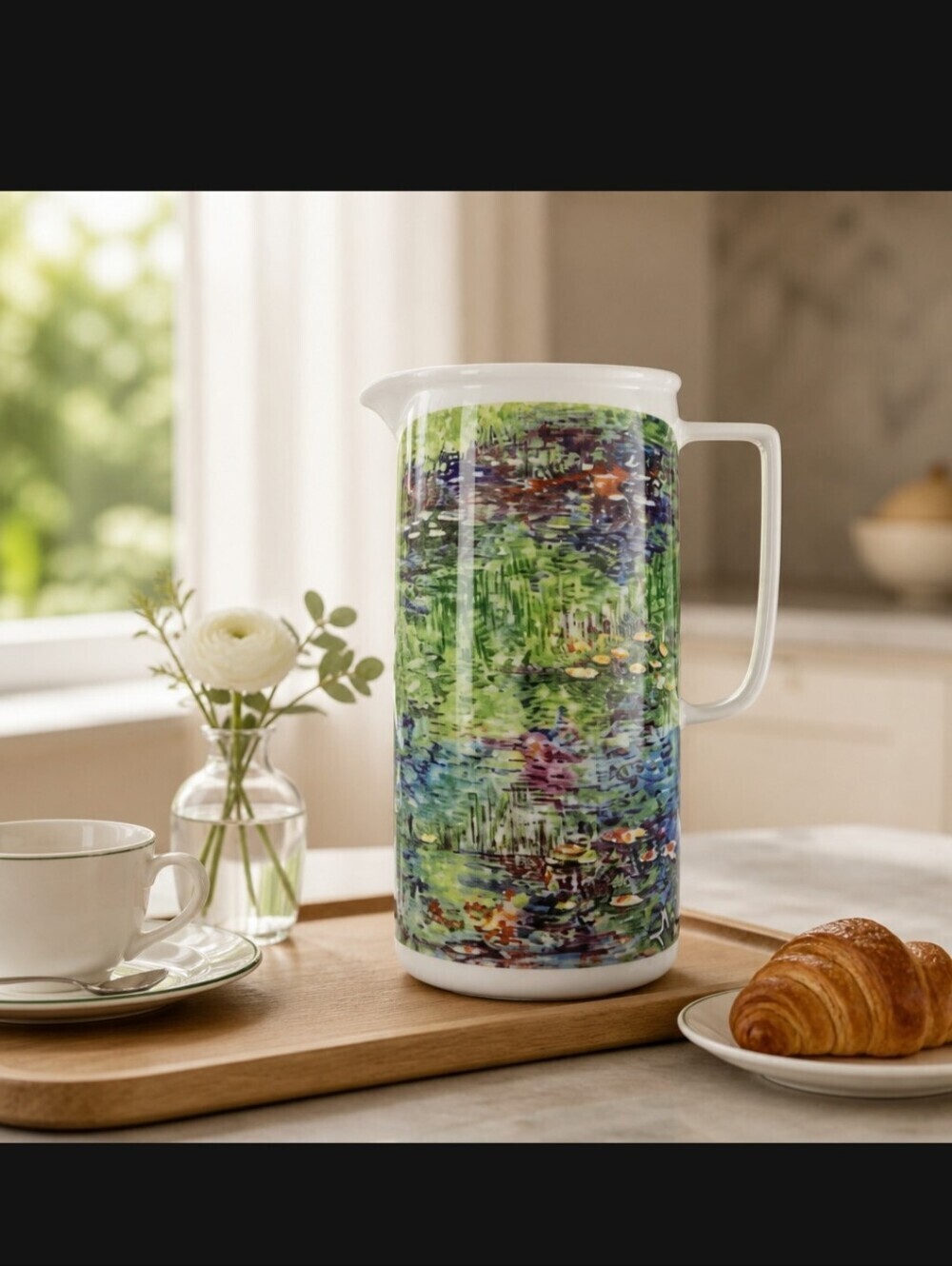Rare Vintage Chaleur Master Impressionists Art Monet Water Lilies Pitcher Vase